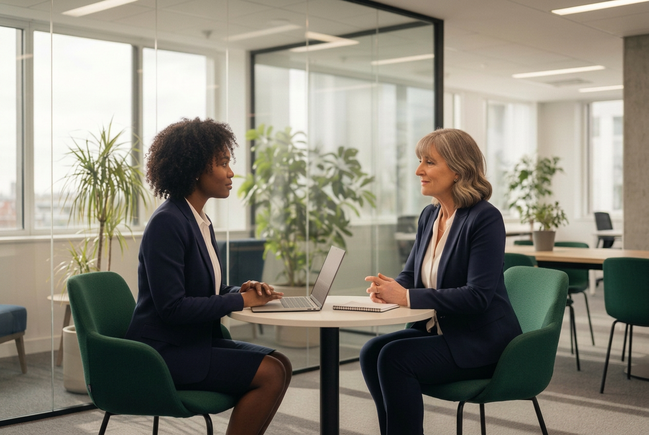 HR manager supporting an employee in a one-to-one meeting