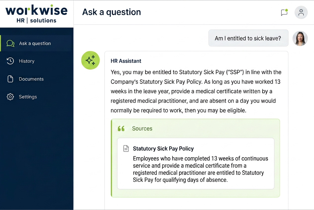 WorkWise employee chat with citations